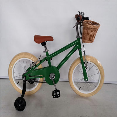 16 polegadas crianças bicicletas com rodas de treinamento duplo V freio de aço garfo
