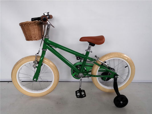 16 polegadas crianças bicicletas com rodas de treinamento duplo V freio de aço garfo