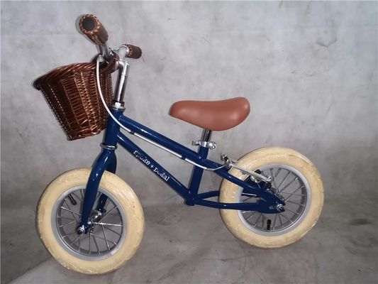 2022 Style Kids Walking Bike para Bebê com cesta frontal Wicker e pneus Wanda de 12 polegadas
