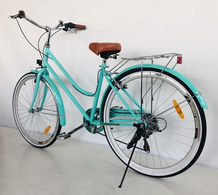 700C Hi-Ten Steel Frame EUA OEM Mulheres City Bike com 7 velocidades e Alumínio Alloy Rims