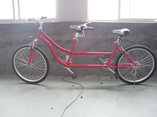 24 polegadas Shimano 7 velocidades OEM CE Tandem de aço para duas pessoas Bicicleta com suspensão de garfo