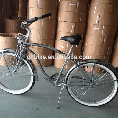 1.8m Comprimento 160kg Capacidade de carga 26 polegadas Chrome Single Speed Homens Beach Cruiser Bicicleta