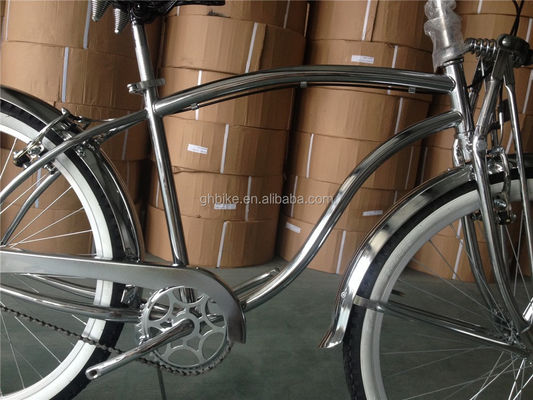 1.8m Comprimento 160kg Capacidade de carga 26 polegadas Chrome Single Speed Homens Beach Cruiser Bicicleta