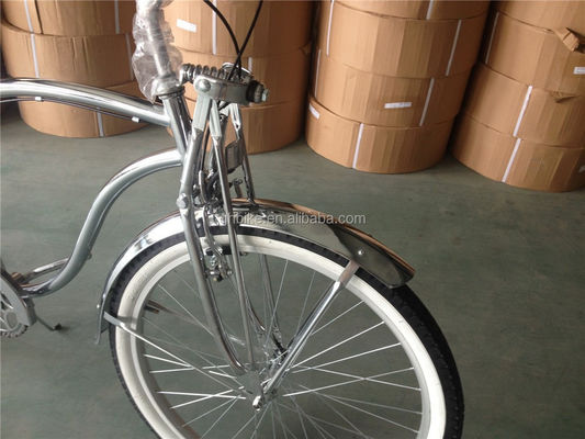 1.8m Comprimento 160kg Capacidade de carga 26 polegadas Chrome Single Speed Homens Beach Cruiser Bicicleta