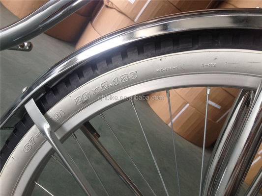 1.8m Comprimento 160kg Capacidade de carga 26 polegadas Chrome Single Speed Homens Beach Cruiser Bicicleta