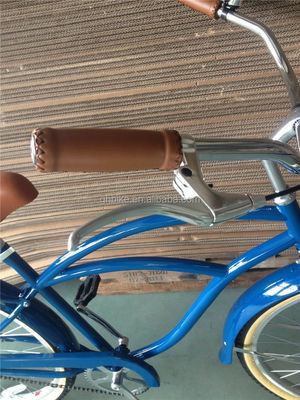 Bicicleta de cruzeiro de praia masculina de 26 polegadas com porta traseira e aço de estrutura dura de velocidade única