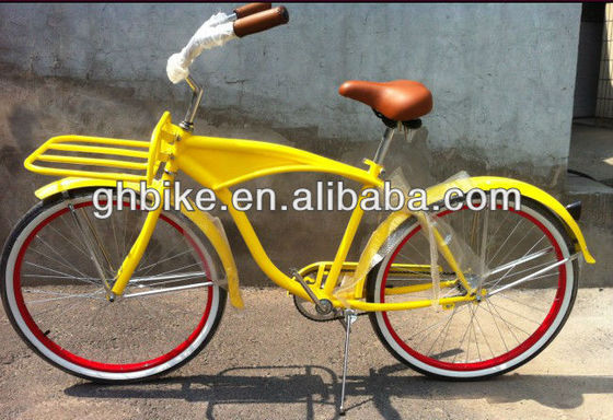 2017 Single Speed Beach Cruiser Bike com rack dianteiro e estrutura de alumínio leve