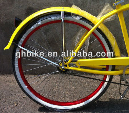 2017 Single Speed Beach Cruiser Bike com rack dianteiro e estrutura de alumínio leve