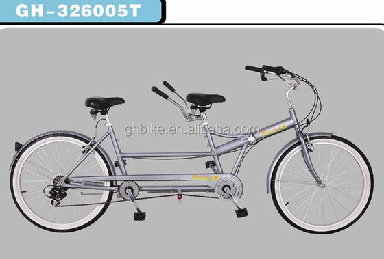 26&quot;*2.125.A/V Bicicleta Tandem de Forquilha de Aço de Parede Branca com Bicicleta Dobrável de Dois Assentos de 7 Velocidades