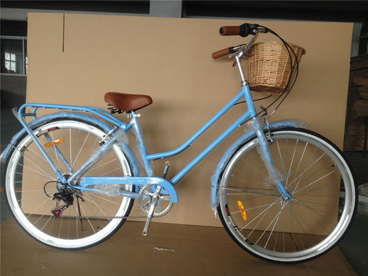 Bicicleta híbrida vintage feminina de 7 engrenagens 26 &quot;Framagem de liga de alumínio e capacidade de carga 160kg