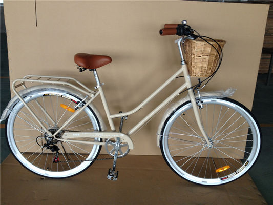 Bicicleta híbrida vintage feminina de 7 engrenagens 26 &quot;Framagem de liga de alumínio e capacidade de carga 160kg