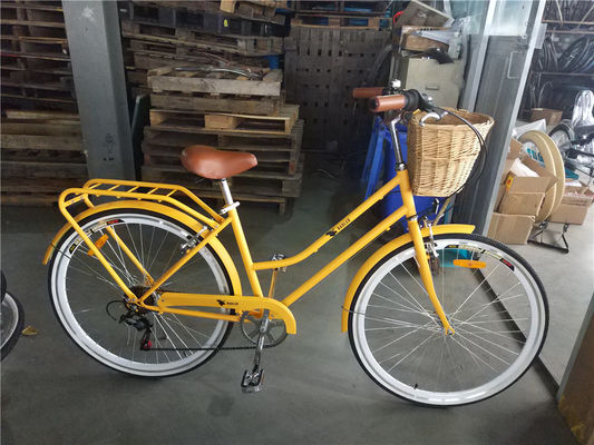 Bicicleta híbrida vintage feminina de 7 engrenagens 26 &quot;Framagem de liga de alumínio e capacidade de carga 160kg