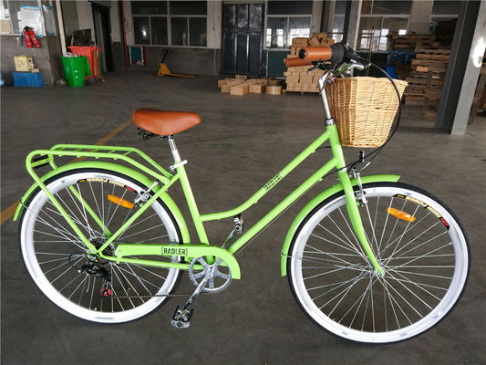 Bicicleta híbrida vintage feminina de 7 engrenagens 26 &quot;Framagem de liga de alumínio e capacidade de carga 160kg