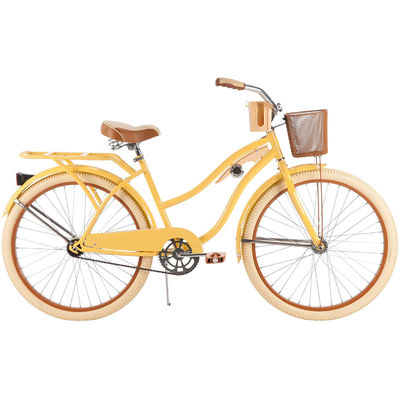 Pedal comum de 26&quot; Bicicleta de cruzeiro feminina com borda de alumínio e cor amarela-banana