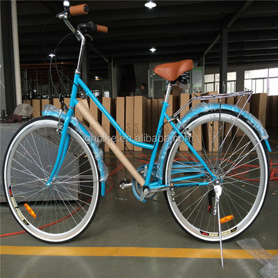Cores azuis 7 velocidades Vintage Lady City Cruiser Bike Mulheres Retro Bikes para a vida na cidade