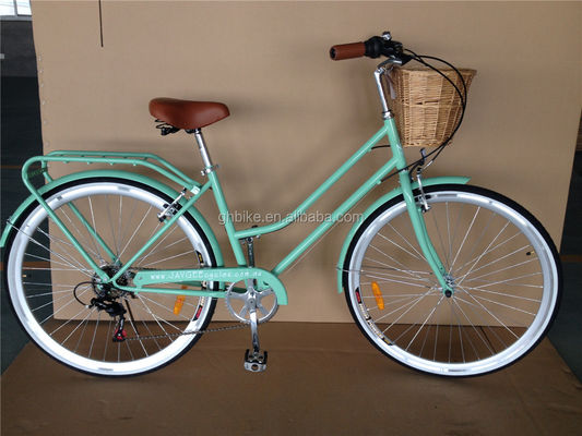 Cores azuis 7 velocidades Vintage Lady City Cruiser Bike Mulheres Retro Bikes para a vida na cidade