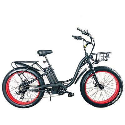 Big Power 26 "x4.0 roda tamanho 48V 17AH bateria de lítio passo através de mulheres Beach Cruiser bicicleta elétrica