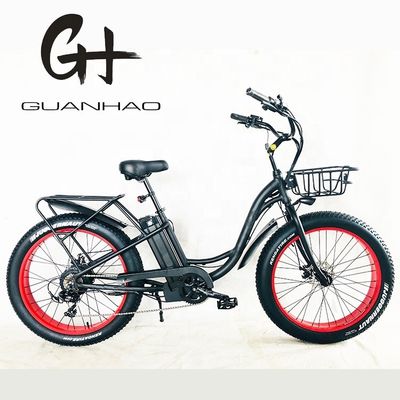 Big Power 26 "x4.0 roda tamanho 48V 17AH bateria de lítio passo através de mulheres Beach Cruiser bicicleta elétrica