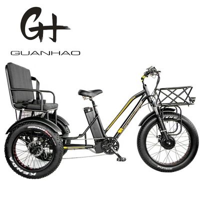 Tubos para baixo 48V 750W 17AH Bateria de lítio 45KM/H bafang Motor dianteiro triciclo elétrico de passageiros