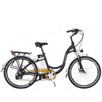26&quot; 48V 500W 40KM/H 10.4AH Bateria de Lítio Mulheres Quadro de Alumínio 7Velocidades OEM Personalizada Step Thru City Bike Elétrica
