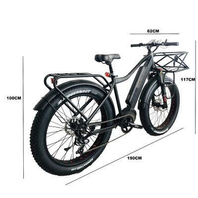 Snow 26&quot; 52V 1000W bicicleta de montanha elétrica com 7 velocidades e bateria de lítio 17AH