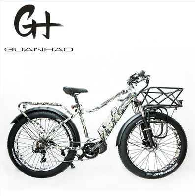 26x4.0 Inch Mountain Electric Fat Tire Bike com motor de mergulho de 1000W e portador dianteiro