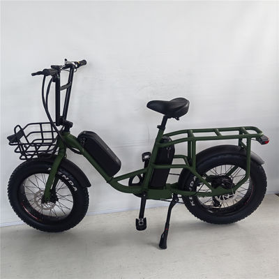 1000W 48V 34A Folding Frame Electric Cargo Bike com 20 polegadas de pneus gordos e porta traseira