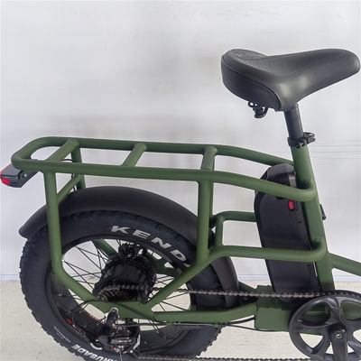 1000W 48V 34A Folding Frame Electric Cargo Bike com 20 polegadas de pneus gordos e porta traseira