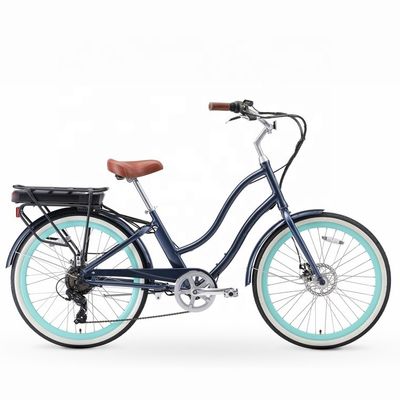 26&quot; 500W OEM Customize CE 48V 14AG Bateria de Lítio 7 Velocidade PAS Passo através Mulheres Lady Girl Beach Cruiser Bicicleta Elétrica