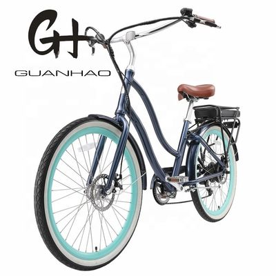 26&quot; 500W OEM Customize CE 48V 14AG Bateria de Lítio 7 Velocidade PAS Passo através Mulheres Lady Girl Beach Cruiser Bicicleta Elétrica
