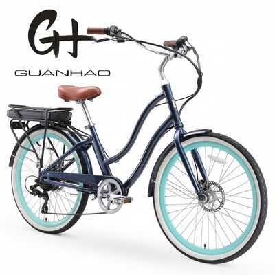 26&quot; 500W OEM Customize CE 48V 14AG Bateria de Lítio 7 Velocidade PAS Passo através Mulheres Lady Girl Beach Cruiser Bicicleta Elétrica
