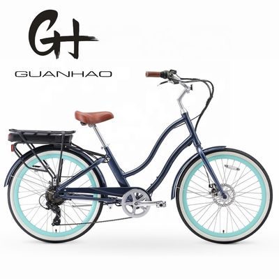 26&quot; 500W OEM Customize CE 48V 14AG Bateria de Lítio 7 Velocidade PAS Passo através Mulheres Lady Girl Beach Cruiser Bicicleta Elétrica