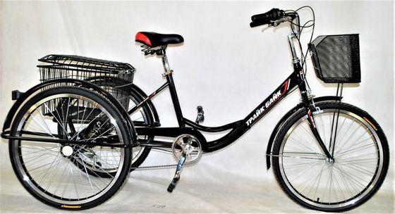 24&quot; Motor de eixo traseiro Estrutura de aço 7 velocidades 36V350W 35KM/H Triciclos elétricos unisex para adultos