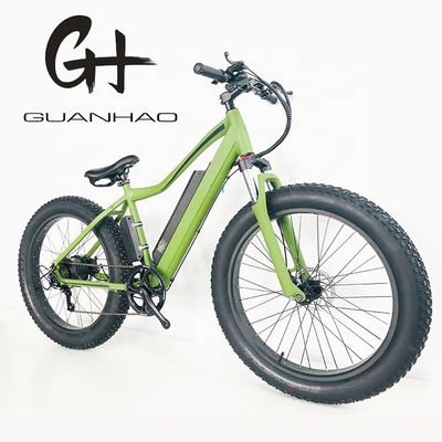 Sunrace 7 velocidades Derailleur 26 polegadas Fat pneu 500W Verde Cor Elétrica Mountain Snow E-Bike