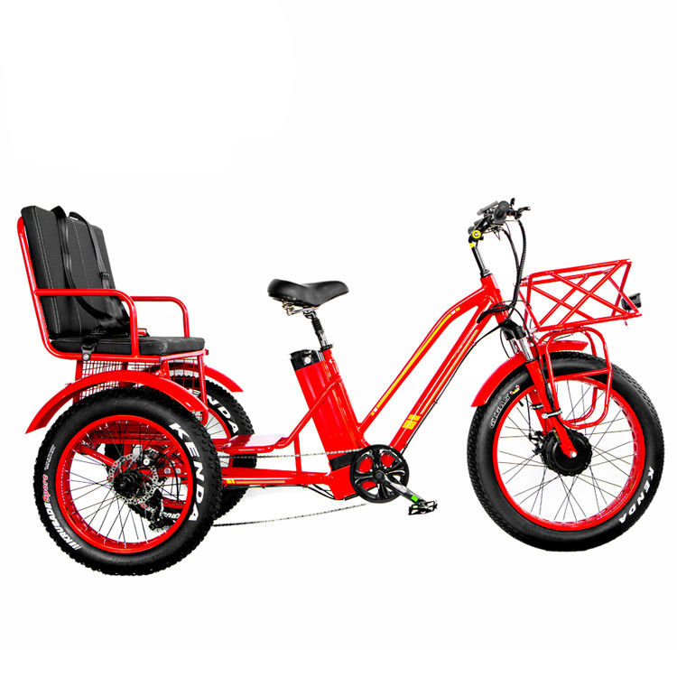 Motor do centro dianteiro 750W 21AH Triciclo elétrico de lítio para 2 pessoas 24&quot; Pneus de neve 40KM/H