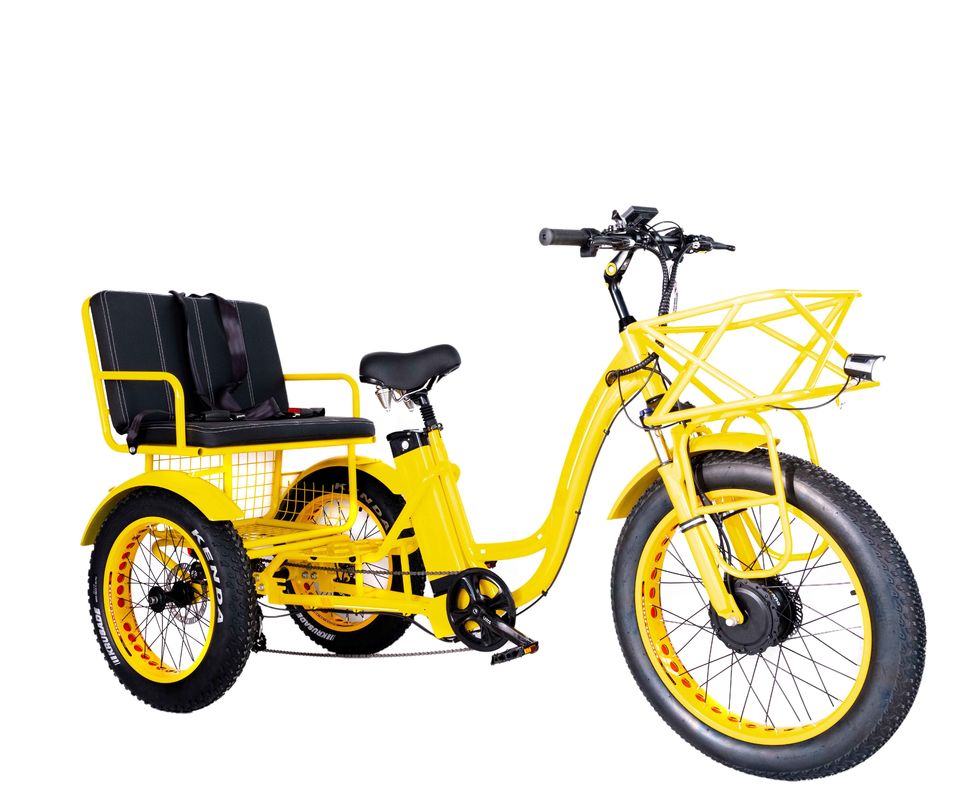 Rickshaw elétrico 750W Motor BaFang dianteiro 21AH Bateria de lítio 60KM EUA Adultos 24 &quot;Fat Snow Big Pneus Assento do passageiro