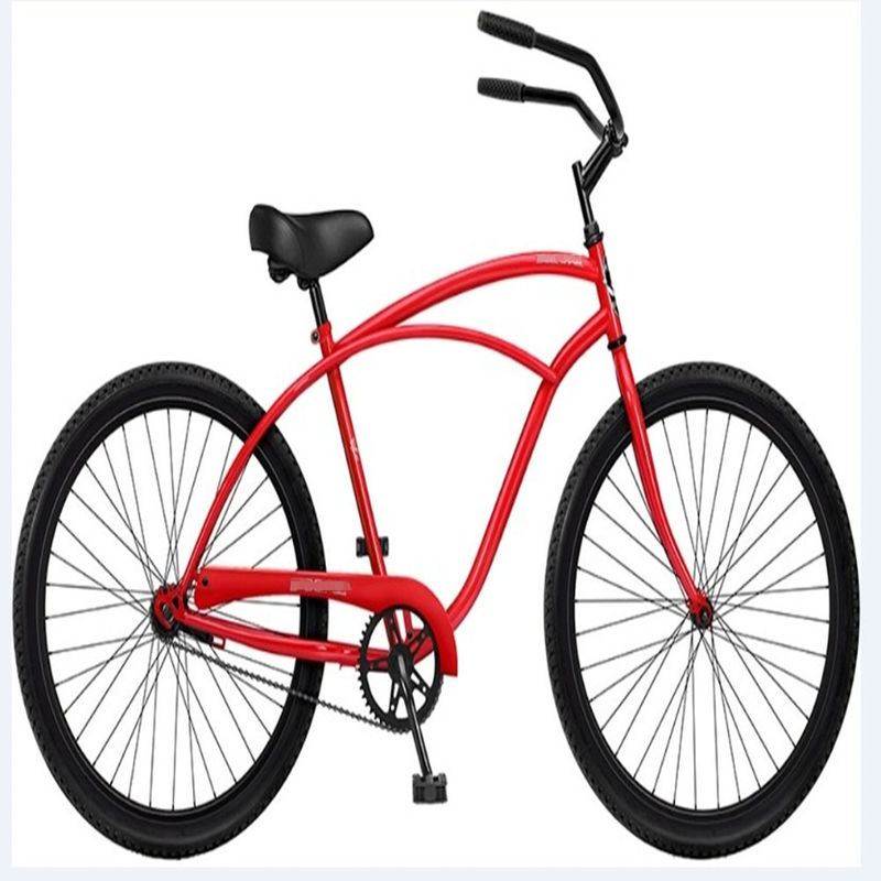 Bicicletas de cruzeiro de praia clássicas masculinas de cor vermelha com assento grande e confortável