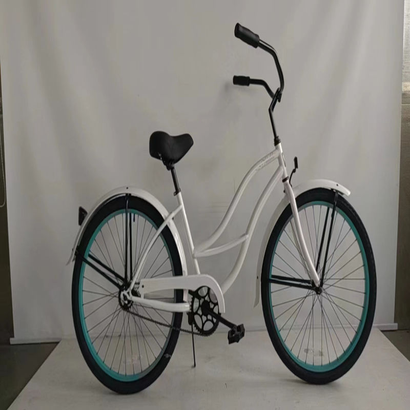 26 polegadas Branca de cor de velocidade única Mulheres Vintage Beach Cruiser Bike para Casual Riding