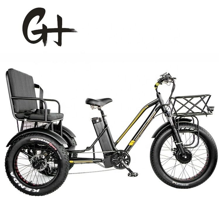 24&quot; 48V roda dianteira 750W 45KM/H Carga máxima 300KG 21AH Bateria de lítio Triciclos elétricos