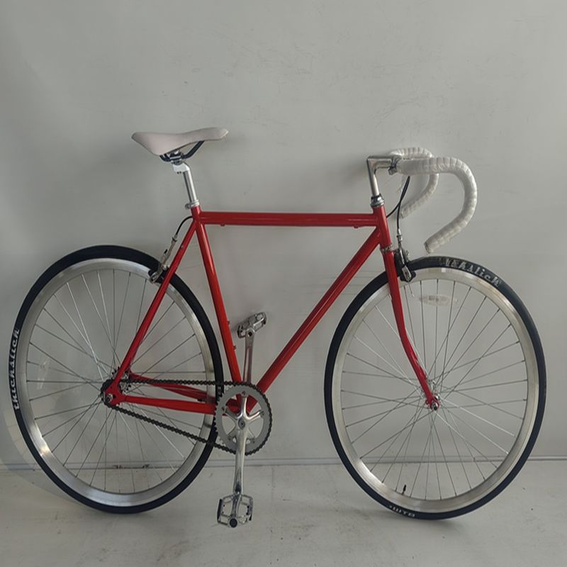 58cm Fixie Bikes com cor vermelha Thickslick 700c Pneus e garfo de aço 4130 Frame Chrome