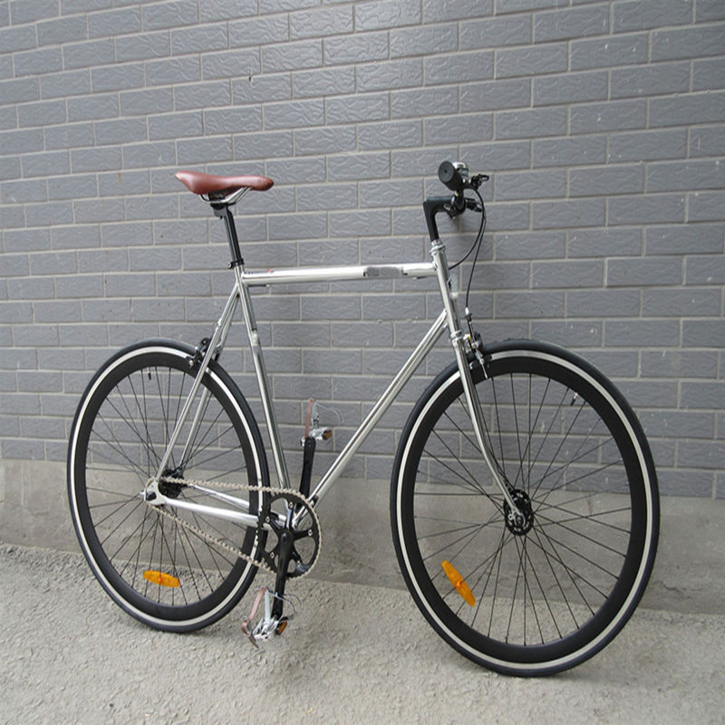 Retro Vintage 700C Single Speed Chrome Racing Cycle com cadeia KMC e conjunto de manivela Lasco