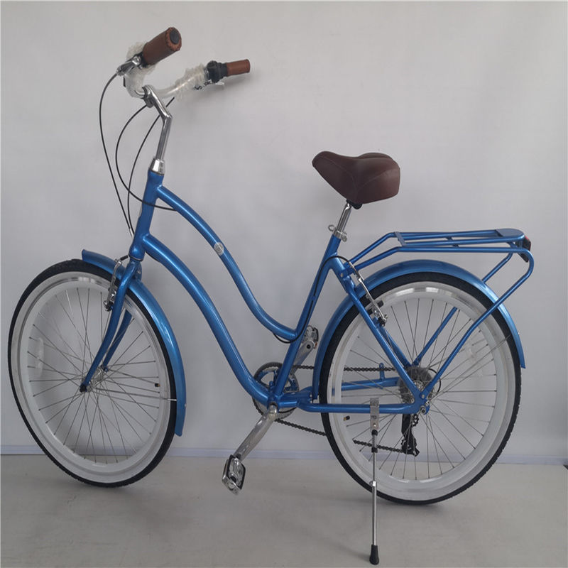 26 polegadas Alumínio Frame 7 velocidade Vintage Beach Cruiser Bike com porta traseira