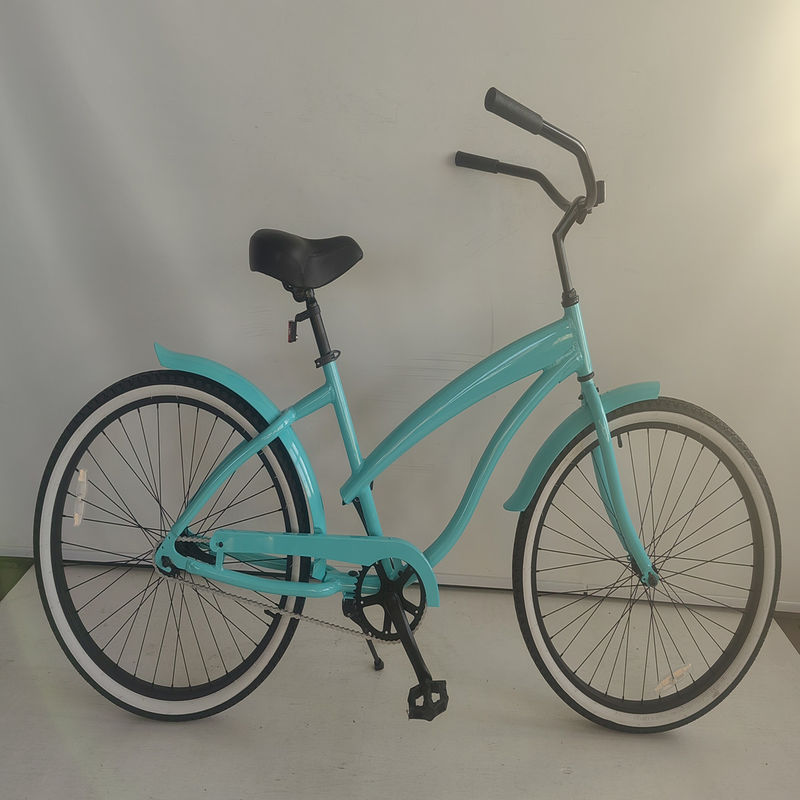 26&quot; Frame de Alumínio Single Gear Híbrido Mulheres Beach Cruiser Bike 2024 Não amortecedor traseiro
