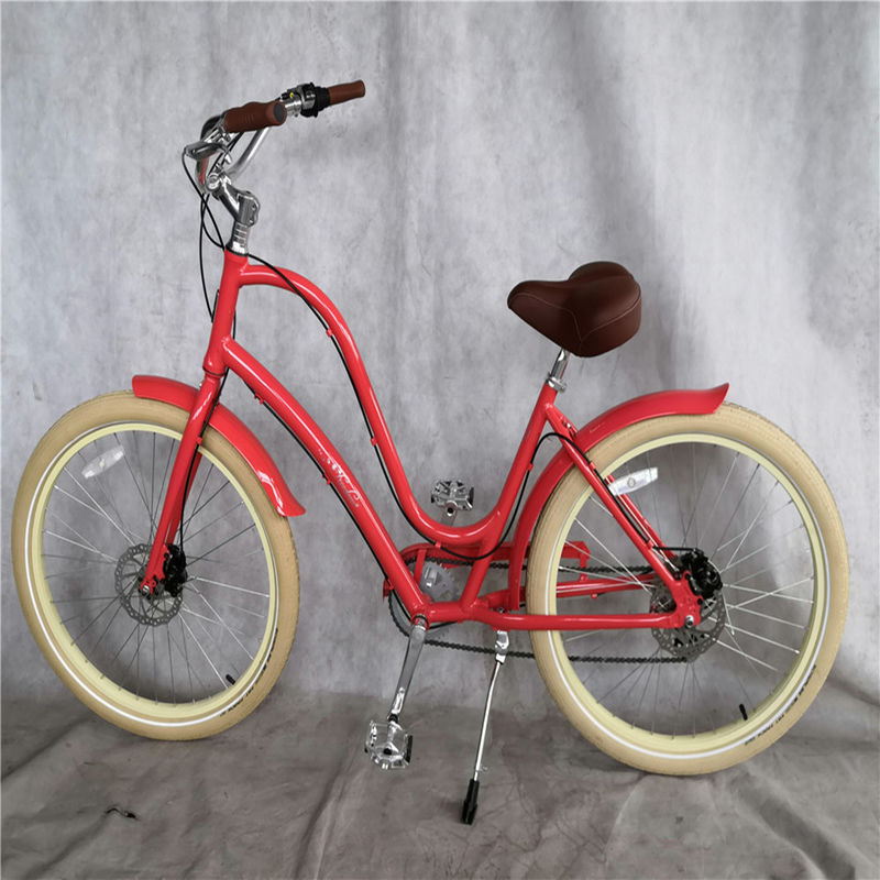 Alumínio Leve Unisex Passo Através de 8 Velocidade Híbrido Mulheres Beach Cruiser Bicicleta Bicicleta 26 polegadas