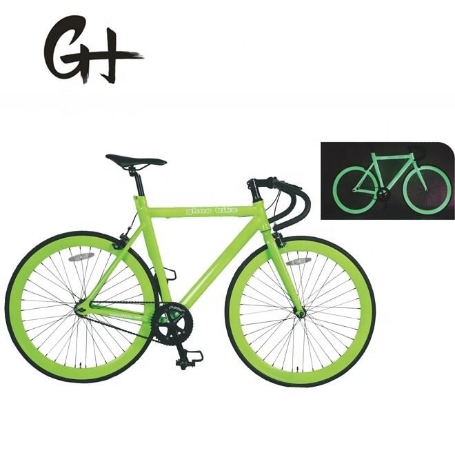 Cores 700C Verde Bicicleta Fixie Gear Single Speed com Neon Nights Tinta Brilhante no Escuro