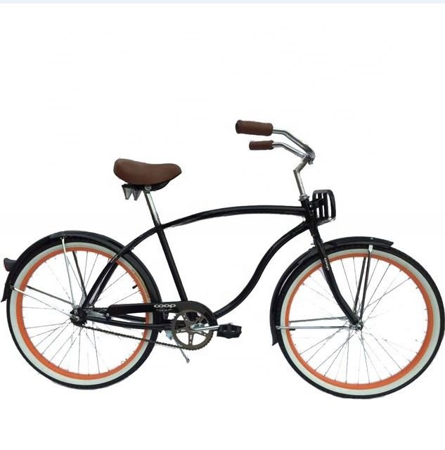 26 polegadas de velocidade única de adultos bicicleta de praia cruzeiro com bandeja de metal conveniente bandeja dianteira