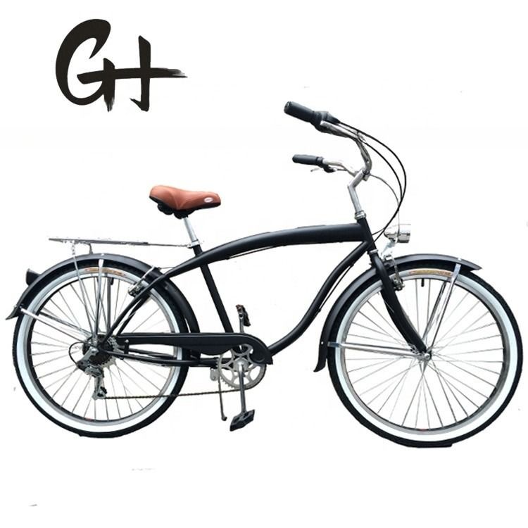 Quadro duro 26 &quot;Tamanho da roda Shimano 7 velocidade americana traseira Rack Homens Beach Cruiser Bike