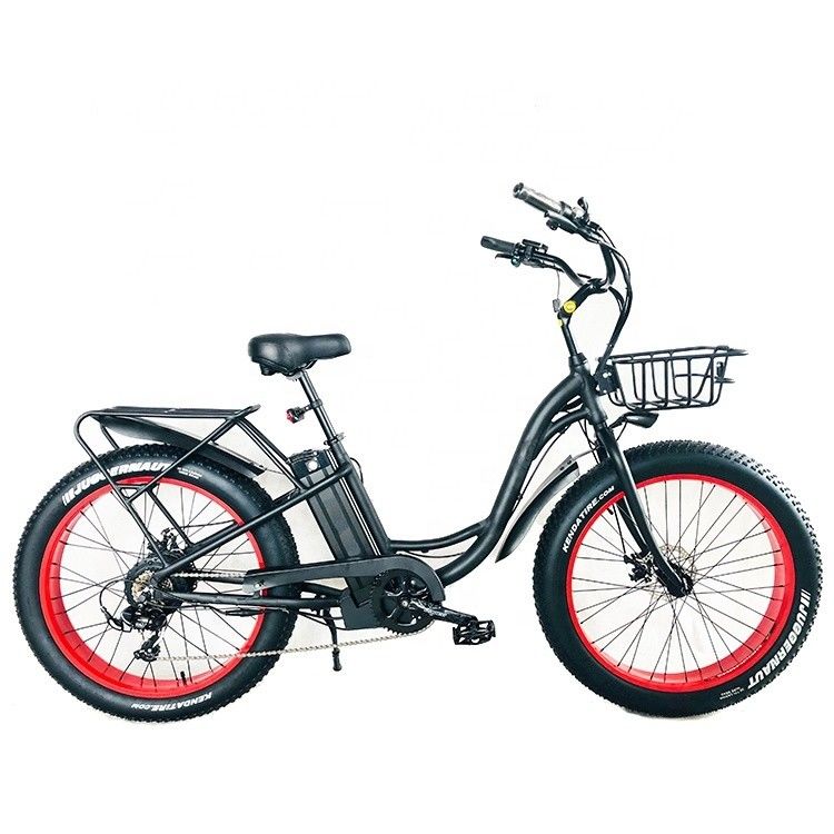 26&quot; 750W 48V 20MPH OEM 21AH UL2849 Mulheres Adultas Lady Beach Cruiser Elétrico Grande 4.0 Gordura pneu de neve bicicleta