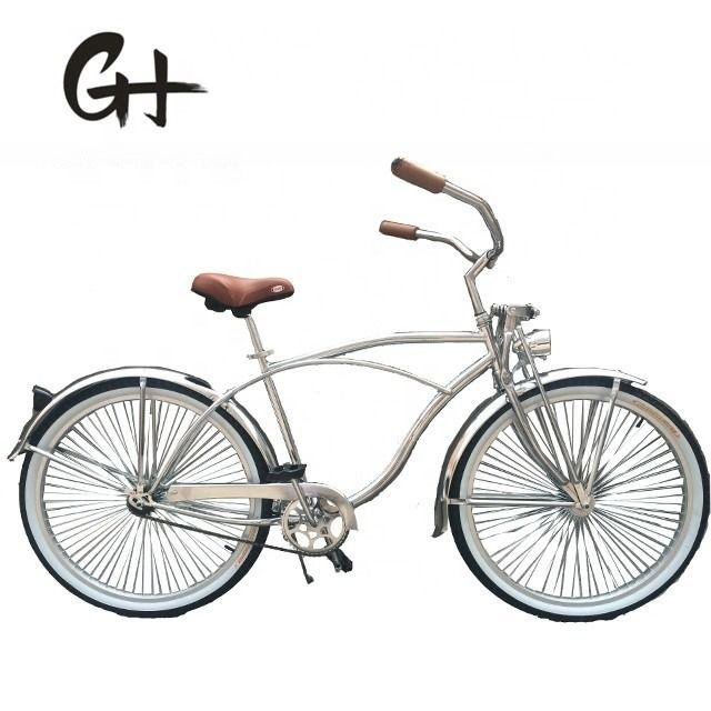 1 Speed Alloy Stem CP Silver Polish Color Fork 26*2.125 26&quot; Bicicleta Beach Cruiser para homens