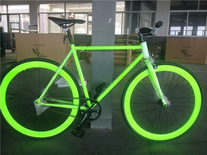 Estrutura de aço 700C Bicicleta de engrenagem fixa Brilho no escuro Bicicleta de engrenagem fixa Bicicleta de estrada